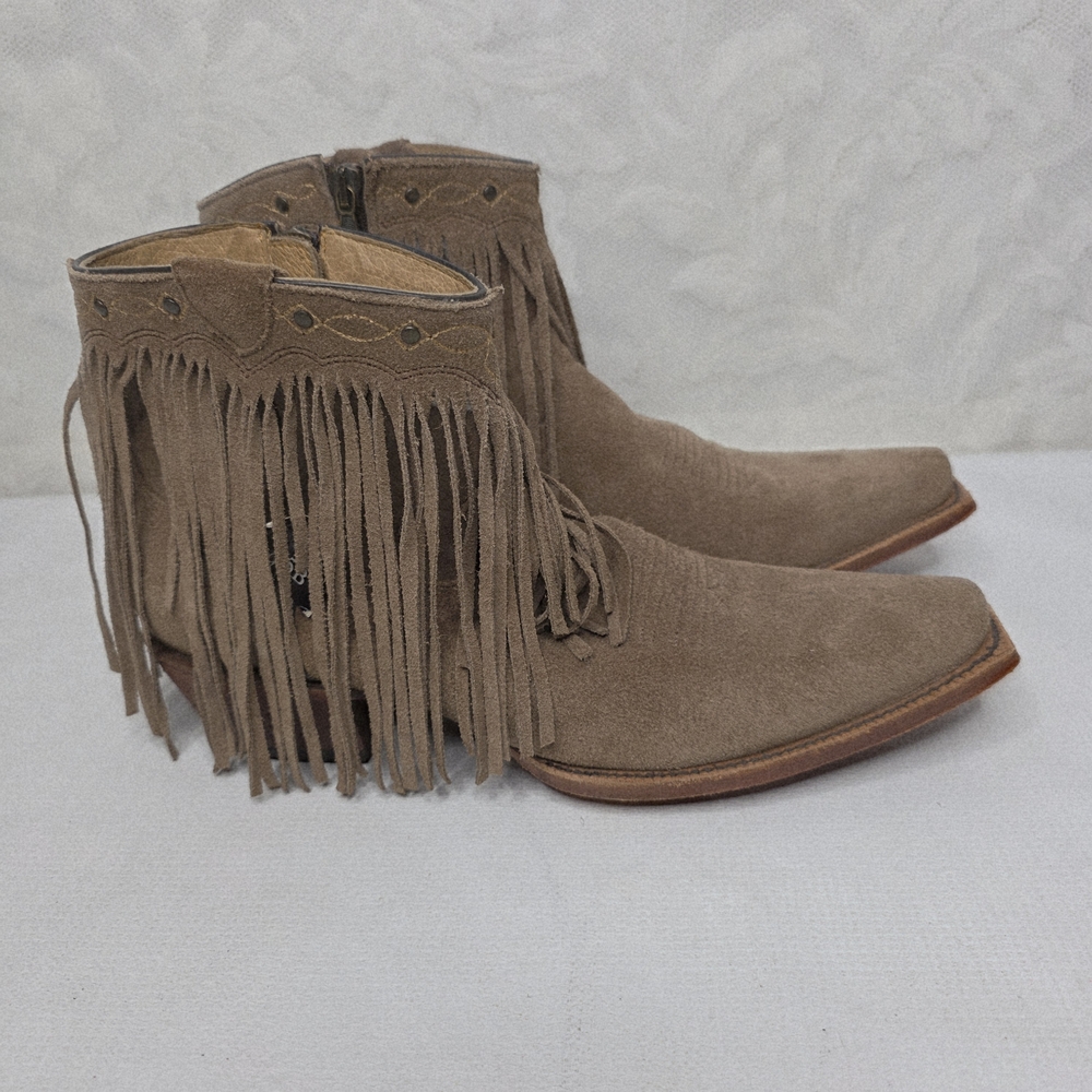 J.B. Dillon Fringed Suede Ankle Boots - Brown